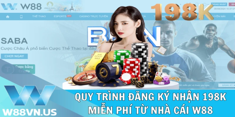 Quy trình tham gia khuyến mãi đăng ký nhận 198k miễn phí từ W88